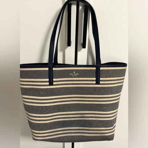 Kate Spade Navy and Cream Striped Tote - Picture 1 of 6